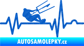 Samolepka Srdeční tep 038 pravá kiteboarding 3D karbon modrý