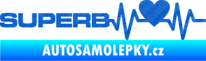 Samolepka Srdeční tep 072 levá Superb 3D karbon modrý