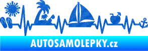 Samolepka Srdeční tep 094 pravá dovolená u moře 3D karbon modrý