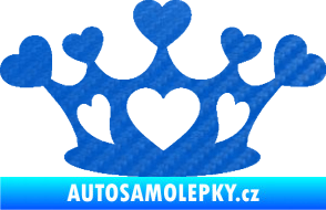 Samolepka Srdíčka korunka 3D karbon modrý