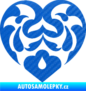 Samolepka Srdíčko 007 3D karbon modrý