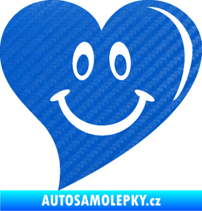 Samolepka Srdíčko 014 pravá s úsměvem 3D karbon modrý