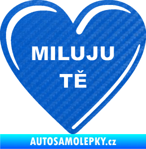Samolepka Srdíčko 015 miluju tě 3D karbon modrý