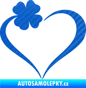 Samolepka Srdíčko 020 levá se čtyřlístkem 3D karbon modrý