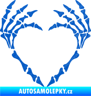 Samolepka Srdíčko z kostí 3D karbon modrý