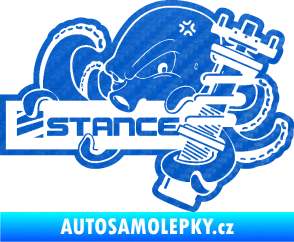 Samolepka Stance nápis s chobotnicí 3D karbon modrý