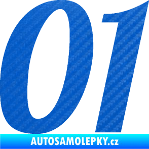 Samolepka Startovní číslo 01 typ 3 3D karbon modrý