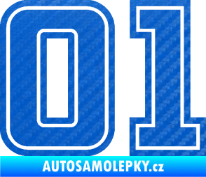 Samolepka Startovní číslo 01 typ 5 3D karbon modrý