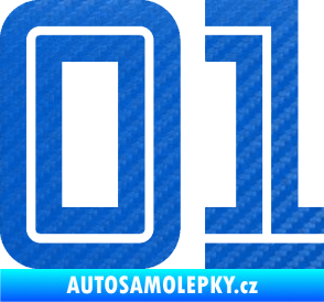 Samolepka Startovní číslo 01 typ 7 3D karbon modrý