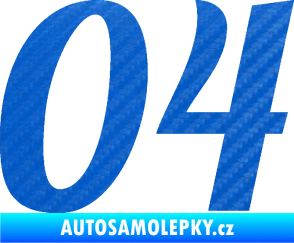 Samolepka Startovní číslo 04 typ 3 3D karbon modrý