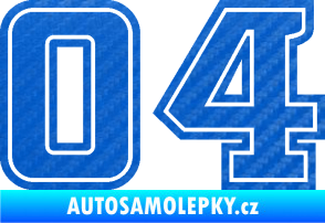 Samolepka Startovní číslo 04 typ 5 3D karbon modrý