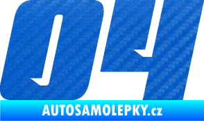 Samolepka Startovní číslo 04 typ 6 3D karbon modrý