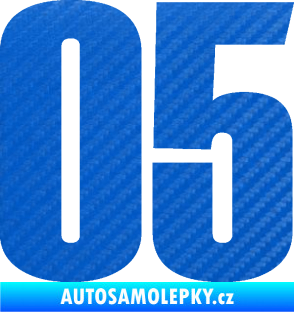 Samolepka Startovní číslo 05 typ 2 3D karbon modrý
