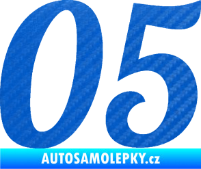 Samolepka Startovní číslo 05 typ 3 3D karbon modrý