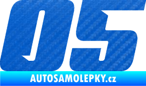 Samolepka Startovní číslo 05 typ 6 3D karbon modrý