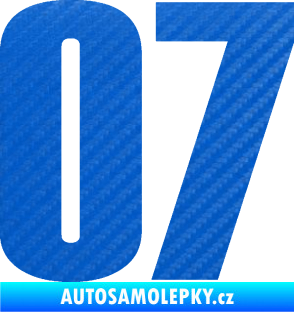 Samolepka Startovní číslo 07 typ 2   3D karbon modrý
