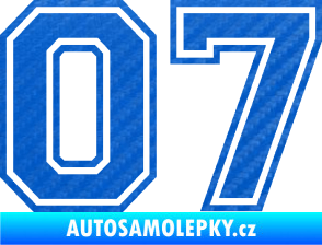 Samolepka Startovní číslo 07 typ 4 3D karbon modrý