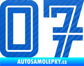 Samolepka Startovní číslo 07 typ 7 3D karbon modrý