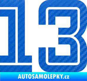 Samolepka Startovní číslo 13 typ 7 3D karbon modrý