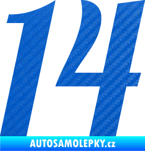Samolepka Startovní číslo 14 typ 3      3D karbon modrý