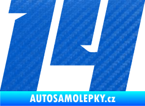 Samolepka Startovní číslo 14 typ 6 3D karbon modrý