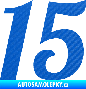 Samolepka Startovní číslo 15 typ 3      3D karbon modrý