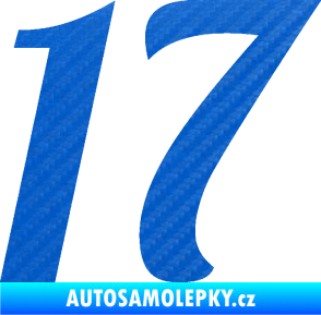 Samolepka Startovní číslo 17 typ 3        3D karbon modrý