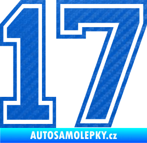 Samolepka Startovní číslo 17 typ 4 3D karbon modrý
