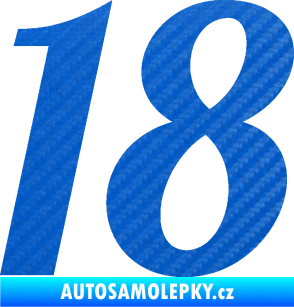 Samolepka Startovní číslo 18 typ 3         3D karbon modrý