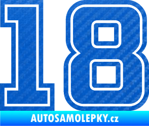 Samolepka Startovní číslo 18 typ 5 3D karbon modrý