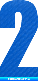 Samolepka Startovní číslo 2 typ 2   3D karbon modrý