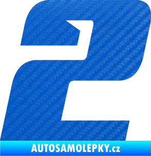 Samolepka Startovní číslo 2 typ 6 3D karbon modrý
