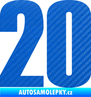 Samolepka Startovní číslo 20 typ 2       3D karbon modrý