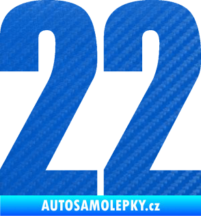 Samolepka Startovní číslo 22 typ 2         3D karbon modrý