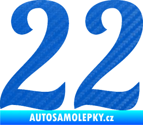 Samolepka Startovní číslo 22 typ 3 3D karbon modrý