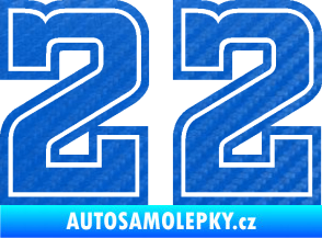 Samolepka Startovní číslo 22 typ 5 3D karbon modrý