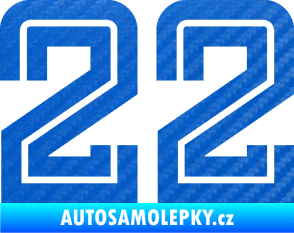 Samolepka Startovní číslo 22 typ 7 3D karbon modrý