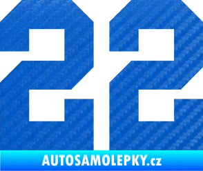 Samolepka Startovní číslo 22 3D karbon modrý