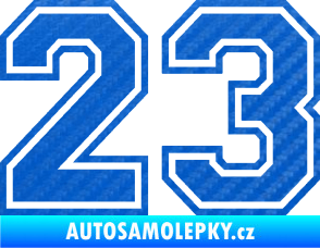Samolepka Startovní číslo 23 typ 4 3D karbon modrý