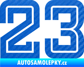 Samolepka Startovní číslo 23 typ 7 3D karbon modrý