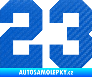 Samolepka Startovní číslo 23 3D karbon modrý
