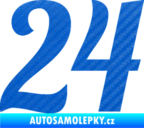 Samolepka Startovní číslo 24 typ 3 3D karbon modrý