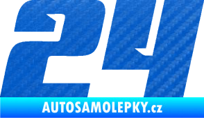 Samolepka Startovní číslo 24 typ 6 3D karbon modrý