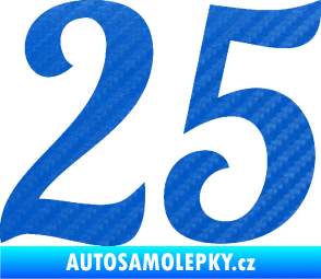Samolepka Startovní číslo 25 typ 3 3D karbon modrý