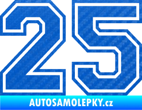 Samolepka Startovní číslo 25 typ 4 3D karbon modrý