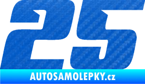Samolepka Startovní číslo 25 typ 6 3D karbon modrý