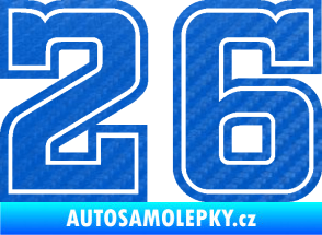 Samolepka Startovní číslo 26 typ 5 3D karbon modrý