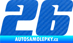 Samolepka Startovní číslo 26 typ 6 3D karbon modrý