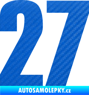 Samolepka Startovní číslo 27 typ 2     3D karbon modrý
