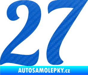 Samolepka Startovní číslo 27 typ 3 3D karbon modrý